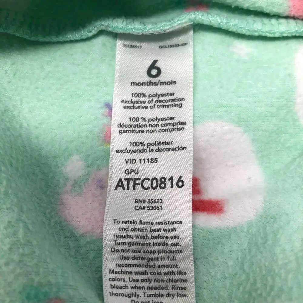 Carter's Baby Footie 6M Holiday Christmas Snowman Flame Resistant Fleece